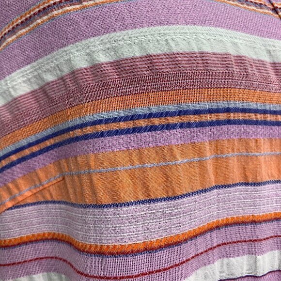 J McLaughlin Medium Striped Button Down Shirt Pink Coral Cotton - Picture 6 of 9